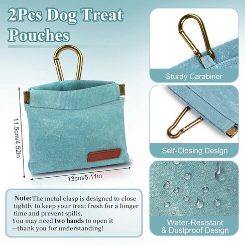 2Pcs Dog Treat Pouches for Pet Training, Hand Free Puppy Dogs Treat Bag with Carabiner, Portable Auto Closing Pet Dog Walking Bag for Travel or Outdoor Use, Pets Feed Snack Reward Pocket- Black, Green in Saudi Arabia