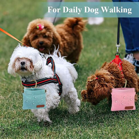 2Pcs Dog Treat Pouches for Pet Training, Hand Free Puppy Dogs Treat Bag with Carabiner, Portable Auto Closing Pet Dog Walking Bag for Travel or Outdoor Use, Pets Feed Snack Reward Pocket- Black, Green in Saudi Arabia