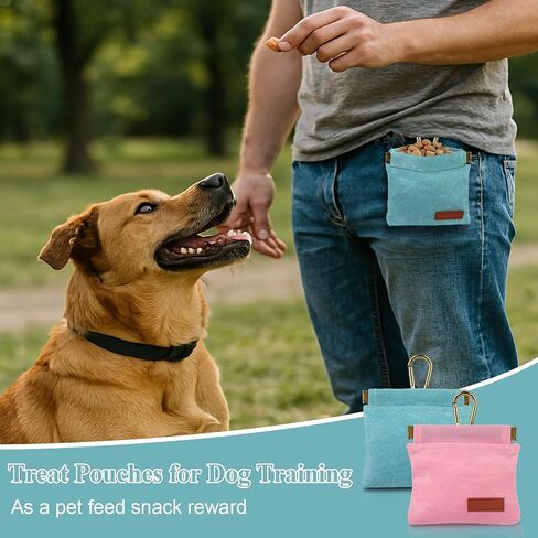 2Pcs Dog Treat Pouches for Pet Training, Hand Free Puppy Dogs Treat Bag with Carabiner, Portable Auto Closing Pet Dog Walking Bag for Travel or Outdoor Use, Pets Feed Snack Reward Pocket- Black, Green in Saudi Arabia