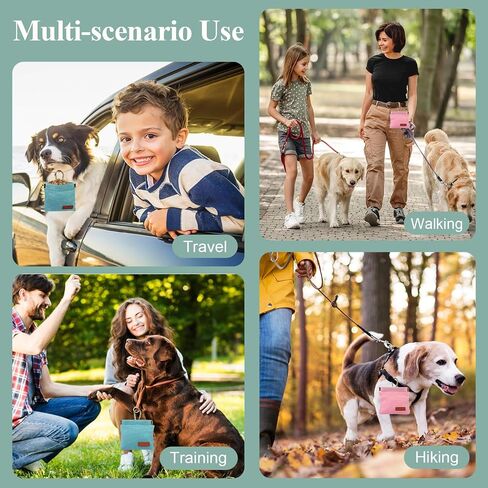 2Pcs Dog Treat Pouches for Pet Training, Hand Free Puppy Dogs Treat Bag with Carabiner, Portable Auto Closing Pet Dog Walking Bag for Travel or Outdoor Use, Pets Feed Snack Reward Pocket- Black, Green in Saudi Arabia