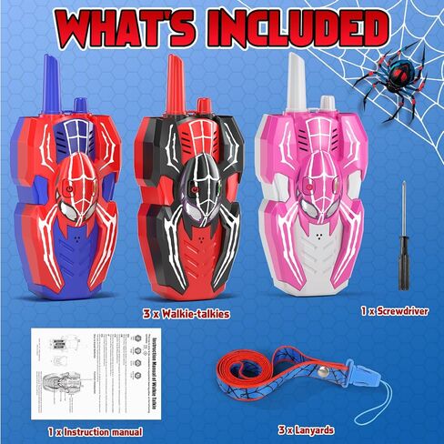 Talkies Walkie for Kids ، Spider Toys 2 Pack Outdoor 2 Way Radio Toy Gifts Camping Brithday Gift Walkie Talkies for 3 4 5 6 7 8 9 in Kuwait