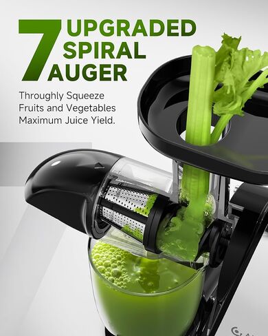 Cold Press Juicer Machines, AMZCHEF Slow Masticating Juicer with Reverse Function, High Juice Yield, Easy Clean with Brush, Recipes for High Nutrient Fruits and Vegetables, Black(Updated) in Kuwait