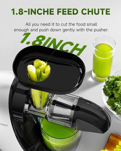 Cold Press Juicer Machines, AMZCHEF Slow Masticating Juicer with Reverse Function, High Juice Yield, Easy Clean with Brush, Recipes for High Nutrient Fruits and Vegetables, Black(Updated) in Kuwait