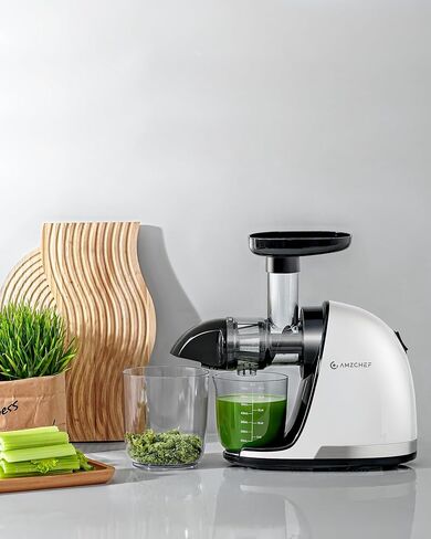 Cold Press Juicer Machines, AMZCHEF Slow Masticating Juicer with Reverse Function, High Juice Yield, Easy Clean with Brush, Recipes for High Nutrient Fruits and Vegetables, Black(Updated) in Kuwait