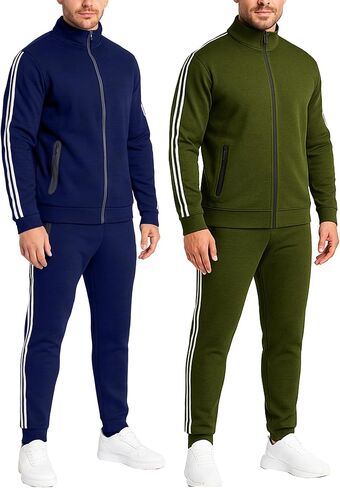 Galaxy by Harvic 2-Pack Men Men Mens Full Zip Tech Fleece Hoodie و Jogger 2 قطعة مع تصميم تقليم عاكس in Saudi Arabia