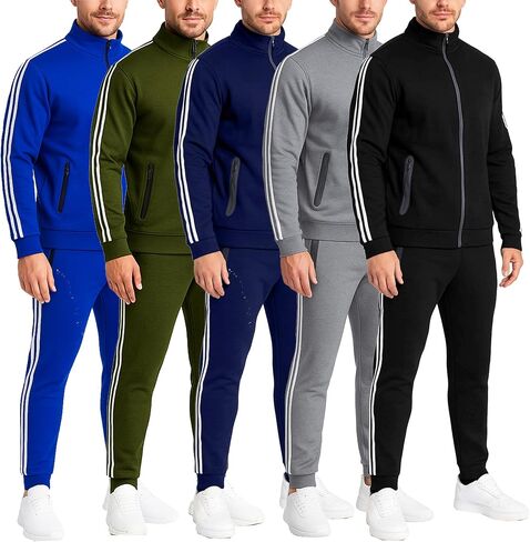 Galaxy by Harvic 2-Pack Men Men Mens Full Zip Tech Fleece Hoodie و Jogger 2 قطعة مع تصميم تقليم عاكس in Saudi Arabia