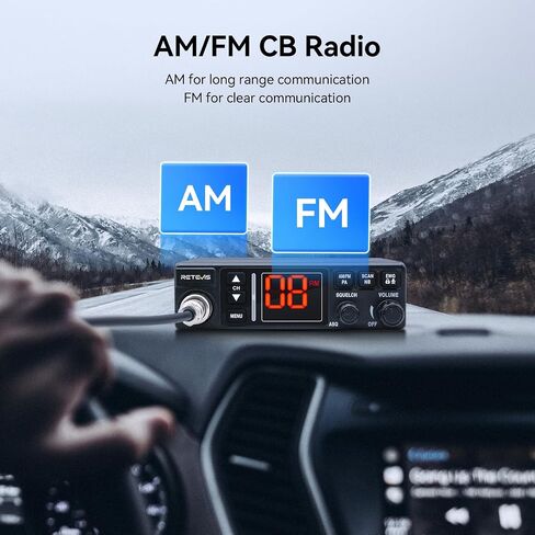 RETEVIS MB3A 40-channel AM/FM CB Radio مع قابس ولاعة السجائر-12V و 24V ، الجهد المزدوج للسيارات والشاحنات ، وتقليل الضوضاء ANL/NB ، ومجموعة التبريد ، ونظام PA خالي من اليدين ، وشاشة LCD الخلفية ومجموعة التثبيت الكاملة in Saudi Arabia