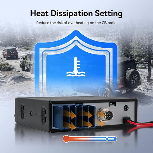 RETEVIS MB3A 40-channel AM/FM CB Radio مع قابس ولاعة السجائر-12V و 24V ، الجهد المزدوج للسيارات والشاحنات ، وتقليل الضوضاء ANL/NB ، ومجموعة التبريد ، ونظام PA خالي من اليدين ، وشاشة LCD الخلفية ومجموعة التثبيت الكاملة in Saudi Arabia