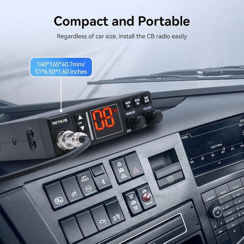 RETEVIS MB3A 40-channel AM/FM CB Radio مع قابس ولاعة السجائر-12V و 24V ، الجهد المزدوج للسيارات والشاحنات ، وتقليل الضوضاء ANL/NB ، ومجموعة التبريد ، ونظام PA خالي من اليدين ، وشاشة LCD الخلفية ومجموعة التثبيت الكاملة in Saudi Arabia