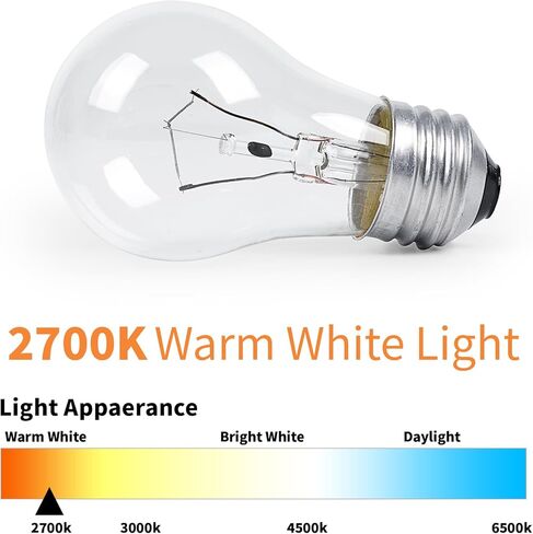 مصابيح ضوء الفرن ذات 4 عبوات 40 واط لمبة أجهزة ، E26 A15 120V مصابيح حرارة عالية من أجل محرك موقد ، ثلاجة ، ميكروويف ، أبيض دافئ 2700 كيلو ، قابلة للضمان in Saudi Arabia