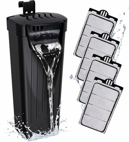 GOZILLA Turtle Tank Filter 74GPH, Low Water Level Turtle Tank 3.5W Fish Tank Aquarium Filters for Small Tanks up to 15 Gallons Include 4 Replacement Cartridges.(Black) in Kuwait