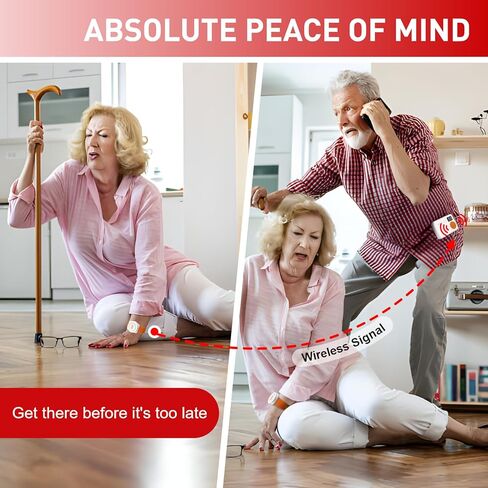 CallToU Wireless Caregiver Pager Call Button for Elderly at Home Monitoring with Vibration Call Bell Medical Alert System with Digital Display Low Power Reminder 2 Portable Receiver 2 SOS Call Button in Kuwait