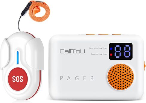 CallToU Wireless Caregiver Pager Call Button for Elderly at Home Monitoring with Vibration Call Bell Medical Alert System with Digital Display Low Power Reminder 2 Portable Receiver 2 SOS Call Button in Kuwait