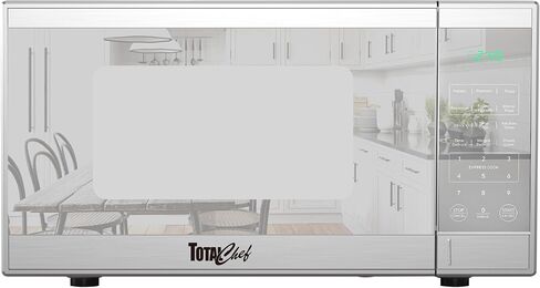 Total Chef Compact Countertop Microwave Oven, 1100W, 1.3 Cubic Feet Capacity, Digital Touchscreen Controls, One-Touch Push-Button Opening, 6 Pre-Set Cooking Modes, Silver Stainless Steel in Saudi Arabia