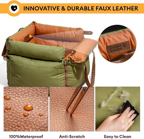 مقعد سيارة للكلاب من FUNNYFUZZY للكلاب الصغيرة، سرير سيارة للكلاب مقاوم للماء مع جيب للتخزين، مقود بمشبك أمان للكلاب، مقعد سيارة محمول قابل للفصل وسرير حامل للسفر (رمادي) in Kuwait