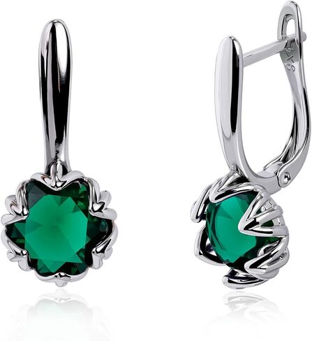 Flower Bud Sapphire Earrings for Women Royal Blue Round Birthstone Sterling Silver Huggie Hoop Earrings Handmade Hypoallergenic Unique Sapphire Jewelry in Kuwait