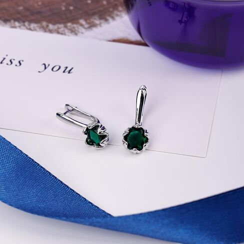 Flower Bud Sapphire Earrings for Women Royal Blue Round Birthstone Sterling Silver Huggie Hoop Earrings Handmade Hypoallergenic Unique Sapphire Jewelry in Kuwait