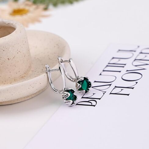 Flower Bud Sapphire Earrings for Women Royal Blue Round Birthstone Sterling Silver Huggie Hoop Earrings Handmade Hypoallergenic Unique Sapphire Jewelry in Kuwait
