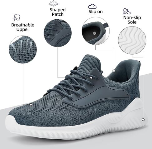 SDolphin Walking Shoes Mens Sneakers - Slip on Memory Foam Tennis Running Shoes for Athletic Workout Gym Jogging Lightweight Breathable Casual Sneakers in Kuwait