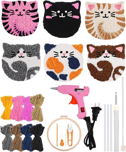 Acelist 6PCS Plant Punch Needle Kit for Coaster, Easy DIY Embroidery Kit for Beginners, Adults & Kids Craft Kits, Birthday Gift with Patterns, Tools, Yarns, Hoop, Instructions, Practice Piece in Saudi Arabia