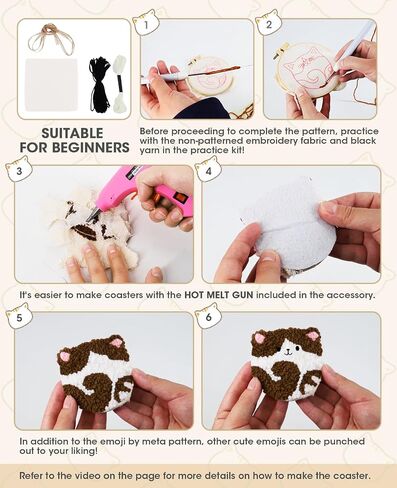 Acelist 6PCS Plant Punch Needle Kit for Coaster, Easy DIY Embroidery Kit for Beginners, Adults & Kids Craft Kits, Birthday Gift with Patterns, Tools, Yarns, Hoop, Instructions, Practice Piece in Saudi Arabia