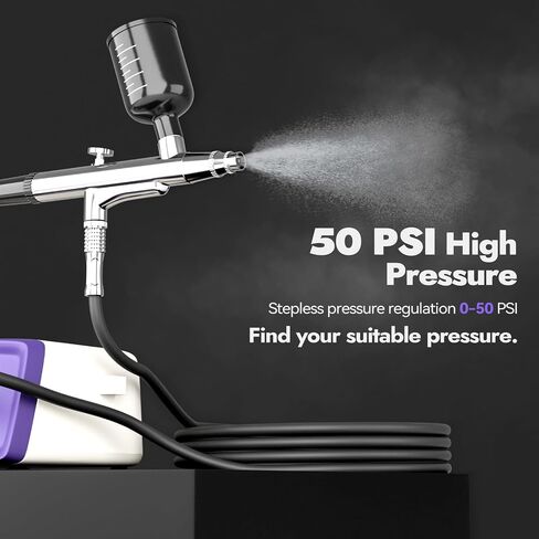 50 PSI Airbrush Kit مع ضاغط الهواء ، مجموعة البخاخات عالية الضغط غير المتجانسة مع مجموعات فوهة/تنظيف 0.2/0.4/0.5 مم ، فرشاة هواء مزدوج للطلاء ، النمذجة ، ديكور الكيك ، المكياج ، الأظافر ، الأظافر ، DIY in Kuwait