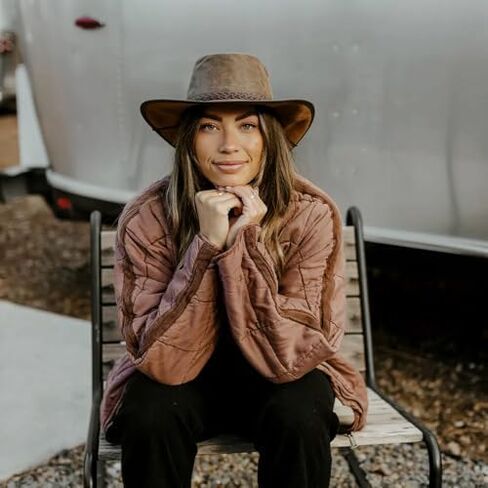 American Hat Makers Crusher Leather Australian Cowboy Outback Hat, UPF50 Wide Brim, Waterproof Oilskin, Crushable, Packable in Kuwait