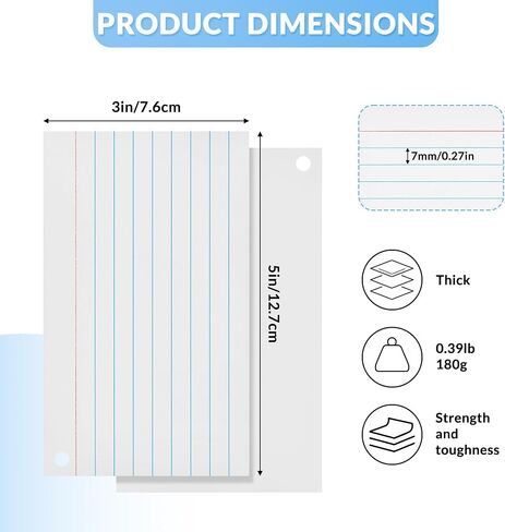 Heavy Weight Colored Ruled Index Cards 3x5, 200 Count Flash Cards with Rings and Cover, Lined Note Cards for Home, Office in Saudi Arabia