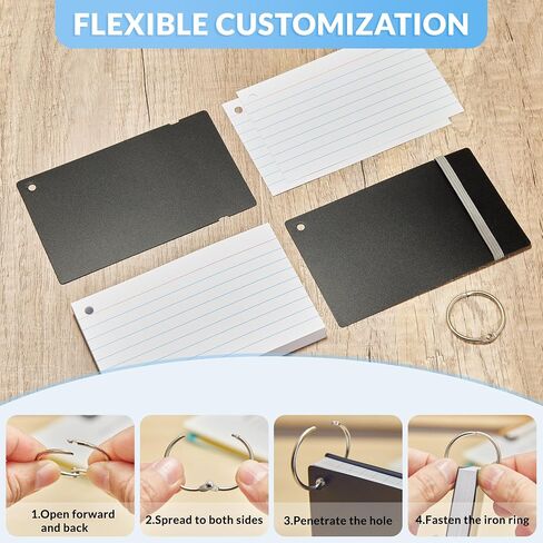 Heavy Weight Colored Ruled Index Cards 3x5, 200 Count Flash Cards with Rings and Cover, Lined Note Cards for Home, Office in Saudi Arabia