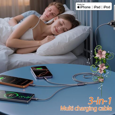 شاحن iPhone 10ft كابل Lightning 4 عبوات من النايلون المعتمد من Apple MFi سلك شحن سريع USB مضفر لهاتف iPhone 14 13 12 11 Pro MAX Xs XR X 8 7 6S 6 Plus SE 5s 5C in Saudi Arabia