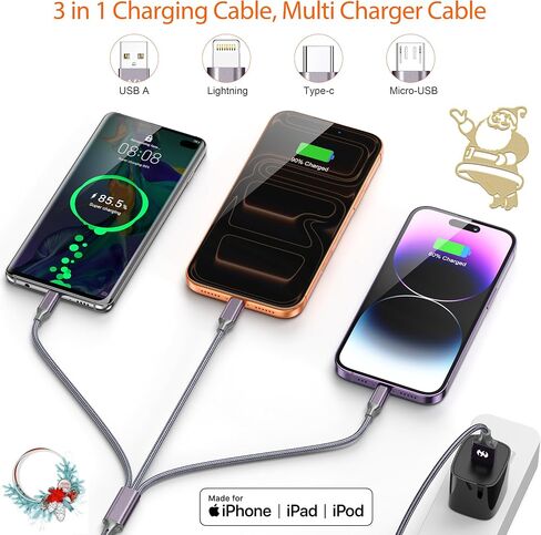 شاحن iPhone 10ft كابل Lightning 4 عبوات من النايلون المعتمد من Apple MFi سلك شحن سريع USB مضفر لهاتف iPhone 14 13 12 11 Pro MAX Xs XR X 8 7 6S 6 Plus SE 5s 5C in Saudi Arabia