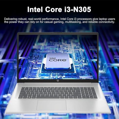HP 17.3" FHD(1920 x 1080) Business Laptop, Intel 6-Core i3-1215U(> i5-1135G7), 16GB RAM, 1TB NVMe SSD, Numeric Keypad, Webcam, Wi-Fi, HDMI, Type-A&C, Windows 11 Pro, Silver, w/BWE Accessories in Saudi Arabia