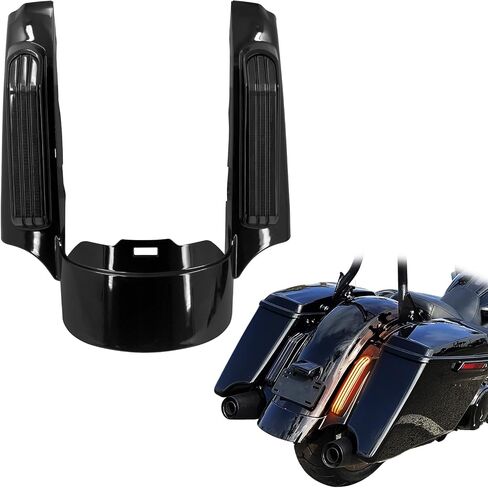 Motorcycle LED Rear Fender Extension Fascia Mudguard with Turn Signals Brake Running Lights Fit for Harley Touring CVO Road Glide Road King Electra Glide Street Glide 2014-up (Red Lens) in Kuwait