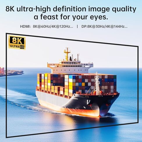 HDMI+2DISPLAYPORT KVM SWITCH 3 شاشات 3 أجهزة كمبيوتر 8K@60Hz 4K@144Hz ، Triple Monitor KVM Switchs مع 4 منفذ USB3.0 لأجهزة USB ، ومضمّن عن بُعد ، محول الطاقة ، كابلات USB. in Kuwait