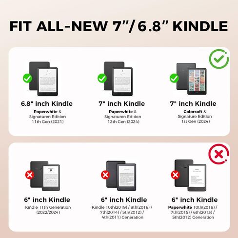 حالة القوس الوردي لـ 7 "/ 6.8" Kindle Paperwhite 12/ 11th Generation ، غلاف الحزام اليدوي غلاف غلاف كتاب لتسخير Kindle Colorsoft ، 2025 Coquette Coquette Ereader Ebook Ebook in Kuwait