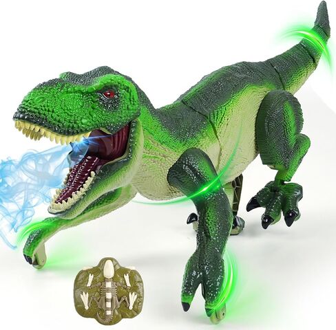 BEMITON Remote Control Dinosaur Toy - Birthday Gifts for 4-7 8-12 Year Old Boys, 2.4GHZ Electronic RC Walking Dino with Spray & Light & Roar for Kids Age 4-12 in Kuwait