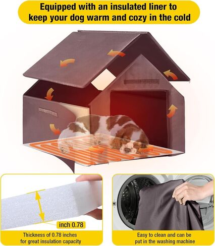 Dog House Outdoor, Insulated Dog Kennel Outside for Large Breed, 50.87" L Weatherproof Large Dog Shelter with Anti-Chewing Iron Frame (Brown, 50.87" D x 37.44" W x 37.2" H) in Saudi Arabia
