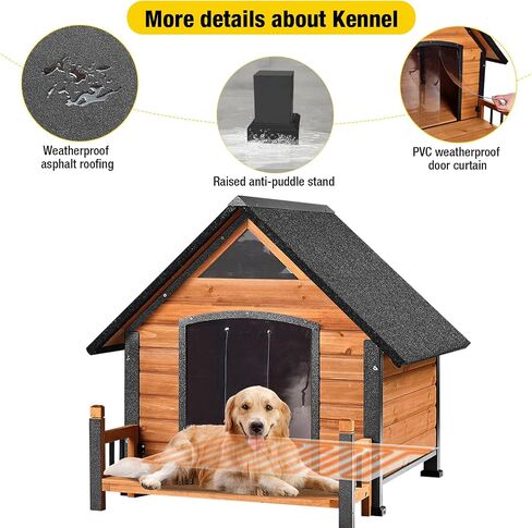 Dog House Outdoor, Insulated Dog Kennel Outside for Large Breed, 50.87" L Weatherproof Large Dog Shelter with Anti-Chewing Iron Frame (Brown, 50.87" D x 37.44" W x 37.2" H) in Saudi Arabia