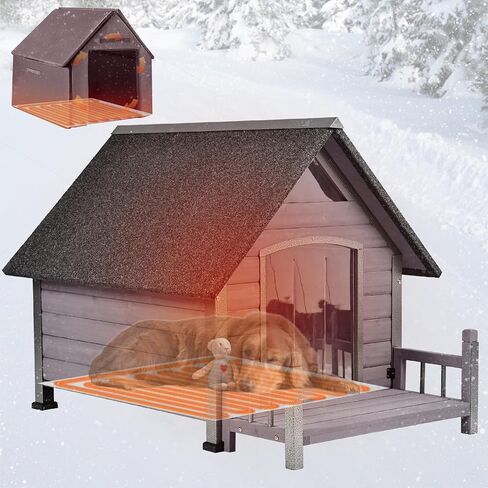 Dog House Outdoor, Insulated Dog Kennel Outside for Large Breed, 50.87" L Weatherproof Large Dog Shelter with Anti-Chewing Iron Frame (Brown, 50.87" D x 37.44" W x 37.2" H) in Saudi Arabia