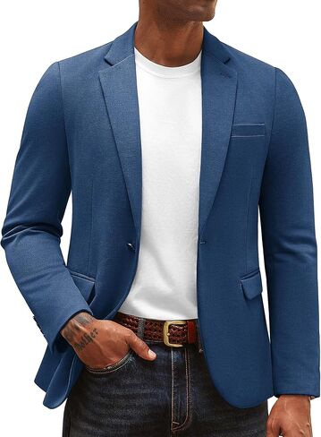 PJ PAUL JONES Men's Casual Knit Sport Coats One Button Solid Blazer Notch Lapel Suit Jacket with Pockets in Saudi Arabia