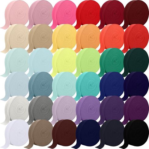 144 Yards Fold Over Elastic 5/8'' FOE Elastic Band for Sewing Colored Webbing Tape Stretch Ribbon for Hair Ties Headbands Craft, 36 Colors in Kuwait