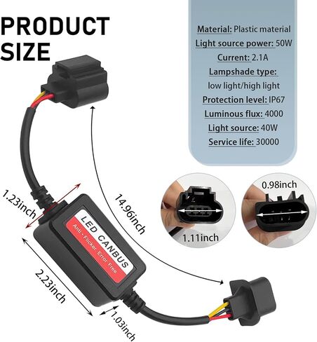 2 PCS Car H13/9008 وحدة فك ترميز مصباح LED ، قابس مقاوم للماء والتشغيل LED LED System Anti-Flicker Harness Canbus Error Code ، مرشح LED Radio Audio ، Universal لمعظم السيارات (أسود) in Saudi Arabia