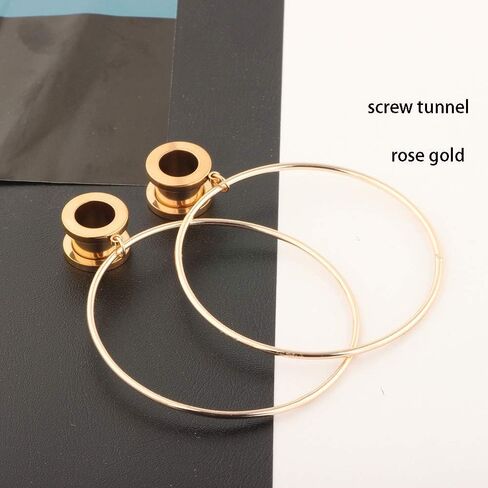 5 أزواج من أنفاق الأذن الفولاذ المقاوم للصدأ مقابس للنساء للنساء Rose Gold Flare مقاييس مقاييس 1/2 بوصة للأذن (12 مم = 1/2 '') in Kuwait