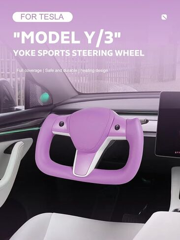 Zimablue Cyber Truck Steering Wheel مع شريط أحمر لإكسسوارات Tesla Model 3 2017-2023 ، للحصول على ملحقات Tesla Model Y 2020-2024 ، جلد الألياف الدقيقة السوداء مع وظيفة التدفئة in Kuwait