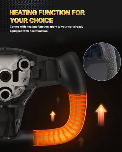 ZIMABLUE Cyber Truck Steering Wheel With Red Stripe for Tesla Model 3 Accessories 2017-2023, For Tesla Model Y accessories 2020-2024, Black Microfiber Leather With Heating Function in Kuwait