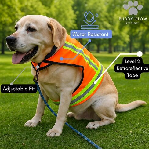Reflective Dog Vest – Fluorescent Orange | High-Visibility, Water-Resistant Safety Jacket with Adjustable Fit for Day & Night Walks, Hiking, Hunting, and Outdoor Use (Large) in Saudi Arabia