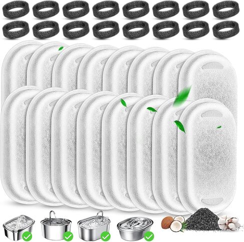 استبدال مرشح نافورة ماء Cat ، 8 PCS Pet Fountain Fountain Fountain مع 8 PCS Foams Foam لـ 67oz/2l و 108oz/3.2L من الفولاذ المقاوم للصدأ أوتوماتيكي ، مرشحات نافورة مياه النافورة in Kuwait