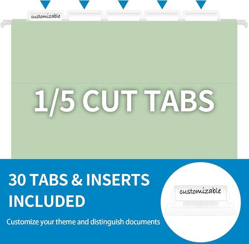 10 Pack Hanging File Folders, Letter Size with 1/5-Cut Adjustable Tabs, Pastel 10 Selected Color - File Folder Organizer for Filing Cabinet Office Home, Designed for Bulky Files, Medical Charts in Kuwait