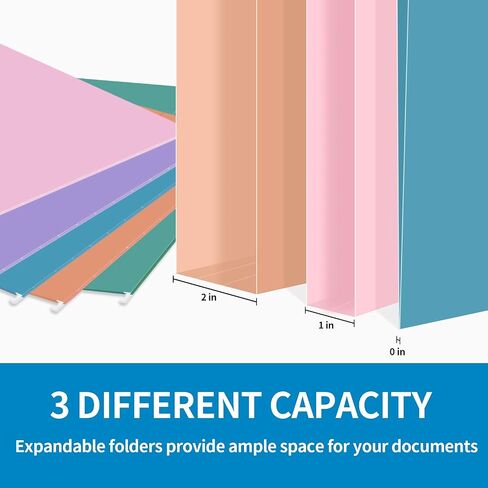 10 Pack Hanging File Folders, Letter Size with 1/5-Cut Adjustable Tabs, Pastel 10 Selected Color - File Folder Organizer for Filing Cabinet Office Home, Designed for Bulky Files, Medical Charts in Kuwait