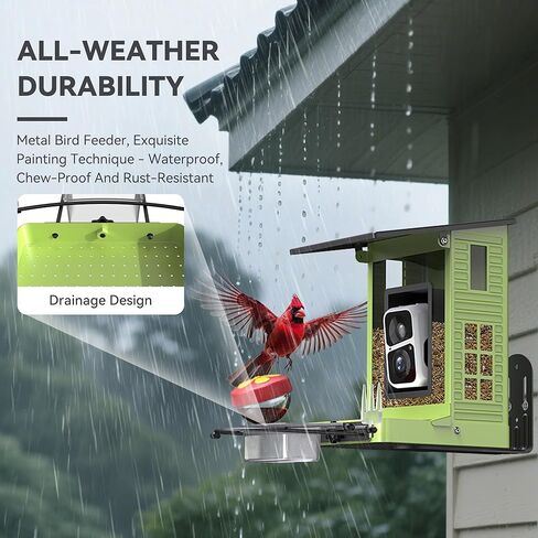 Rayki Solar Bird Leader مع كاميرا لمراقبة الطيور ، 2K HD مع التعرف على الذكاء الاصطناعي وتنبيهات التطبيق في الوقت الحقيقي ، Smart Birdfeeder House في الهواء الطلق ، IP65 مقاومة للماء ، هدايا مثالية لمحبي الطيور ، الأزرق in Kuwait